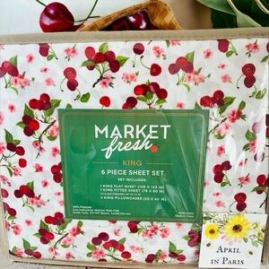 Market Fresh Cherries KING Sheet Set NWT